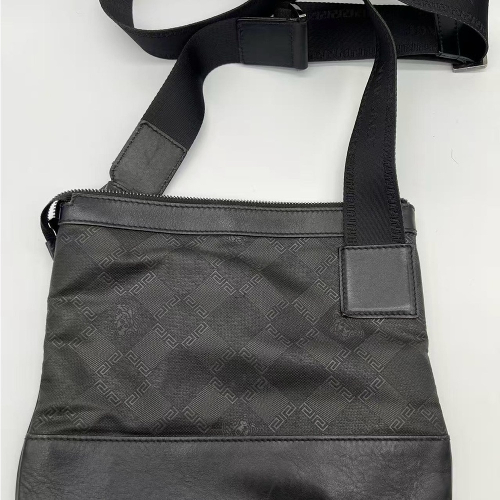 Versace Black Patterned Messenger Bag - image 1